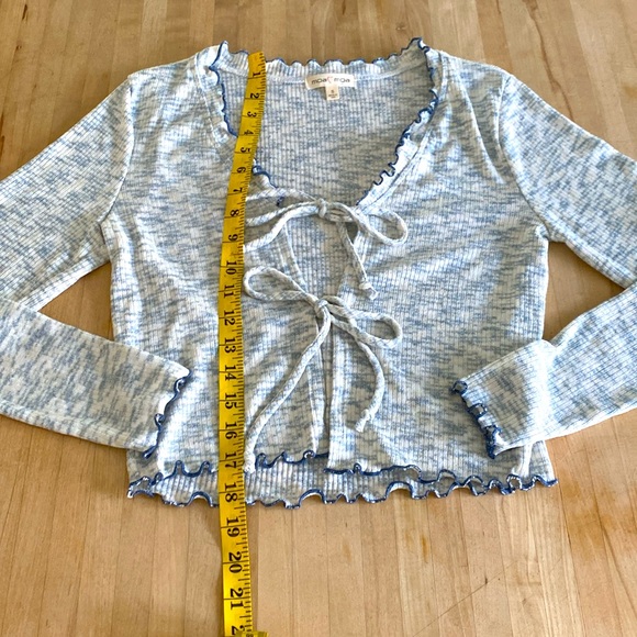 Womens Moa Moa Grey Cropped Tie Sweater Cardigan Sz.S - Picture 6 of 8